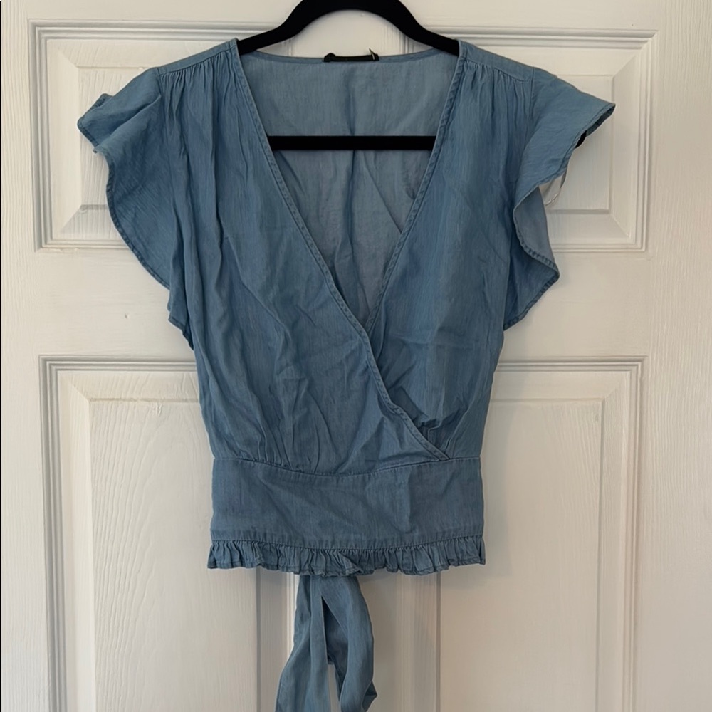 Jessica Simpson Blue Wrap Blouse